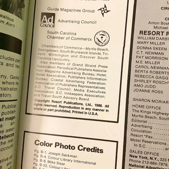 Vintage 1986 The Weekly Vacationers Guide Coast Magazine South Carolina Brochure - Picture 10 of 16